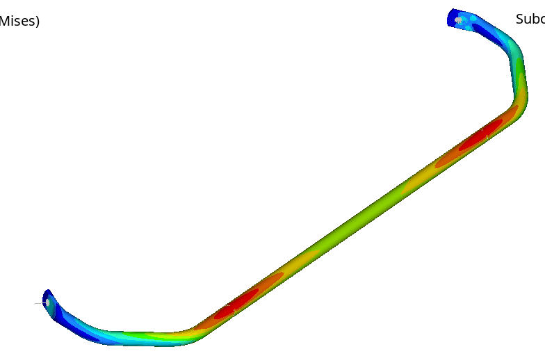hyperworks横向稳定杆六面体网格划分、线刚度、扭转刚度和侧倾角刚度及强度和疲劳仿真分析的图3